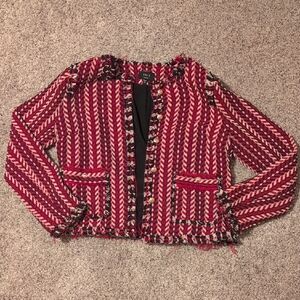 Vici Red,Black, and White Tweed Blazer